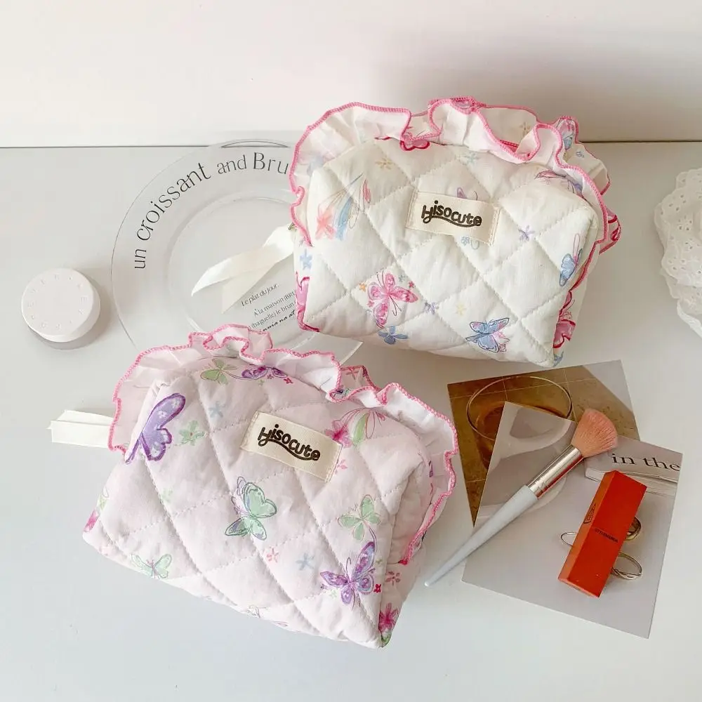 

Sweet Lace Butterfly Print Cosmetic Bag Large Capacity Portable Toiletry Storage Bag Storage Bags Travel