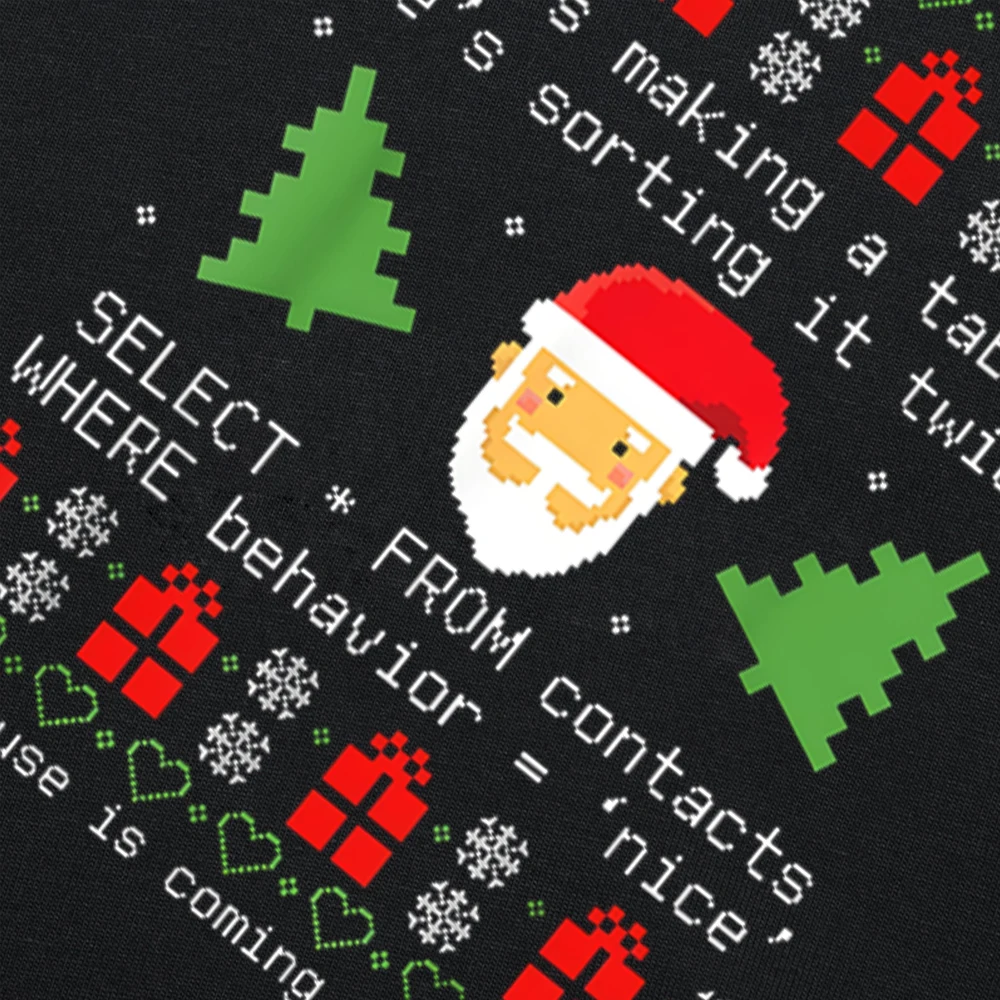 SQL سانتا قاعدة البيانات المطور رمز DB مبرمج تي شيرت الرجال القطن الفكاهة الشارع الشهير تي شيرت قصير الأكمام للجنسين ملابس فضفاضة