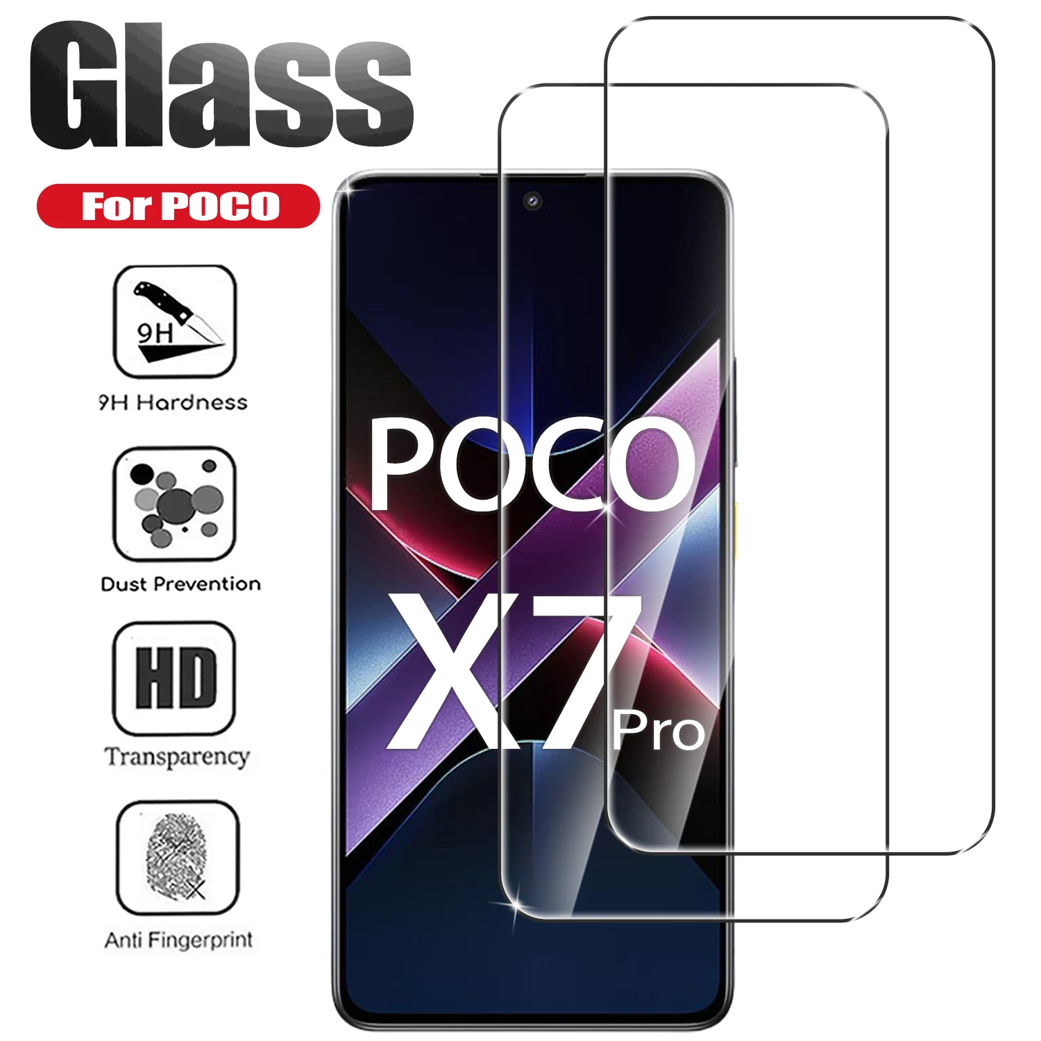 

2 шт. закаленное стекло для Poco X7 Pro HD Защитная пленка для экрана на Xiaomi Poco X6 X5 X4 X3 GT Защитное стекло
