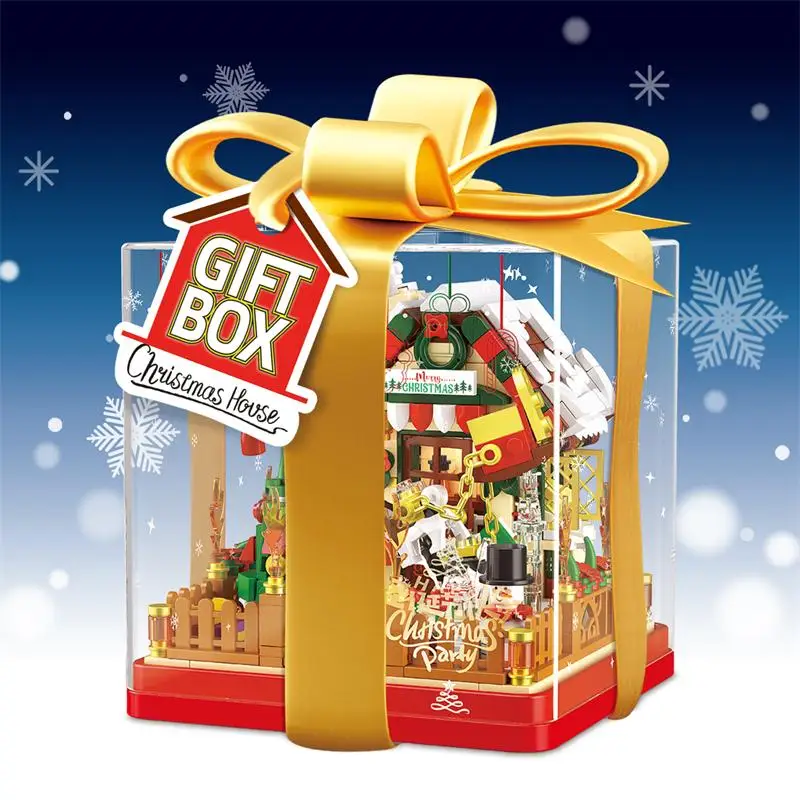 Produtos de natal papai noel boneca tijolos boneco de neve blocos de construção brinquedo castelo de madeira casa gengibre pão presentes de natal presente de ano novo