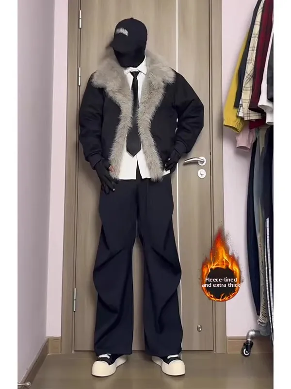 

Мужские зимние брюки Bla Fce с плиссировкой, утепленные, прямого кроя, с воздушной прослойкой, плиссированные, Cleanfit, расклешенные, модные