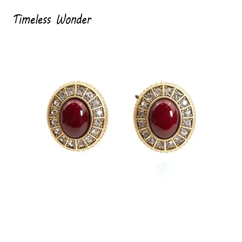 Timeless Wonder Fancy Zircon Geo Stone Pave Necklace N Stud Earrings for Women Designer Jewelry Set Runway Rare Classy Mix 4612