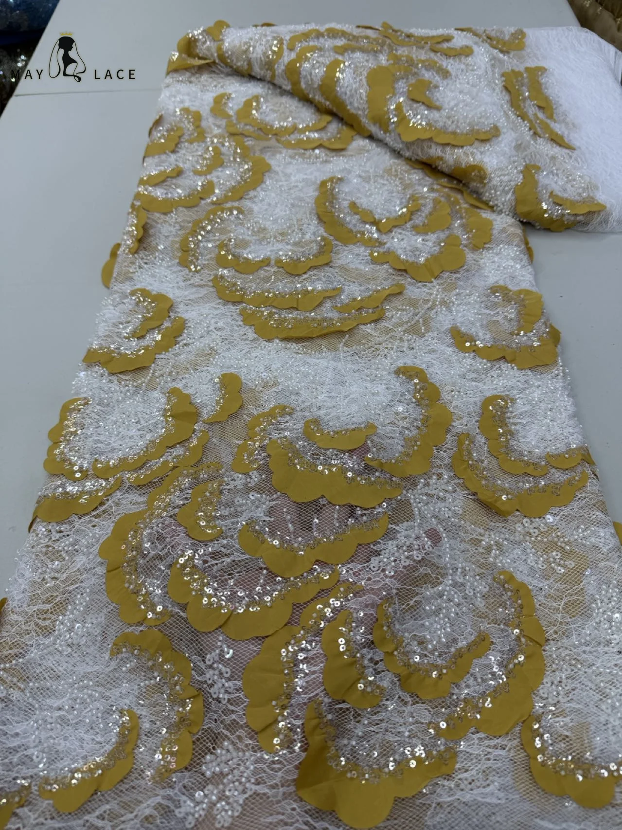 

African Lace Fabric French Net Sequins Fabric 2026 High Quality Sewing Embroidered Beads Tulle Nigerian Lace Fabric Wedding Sew