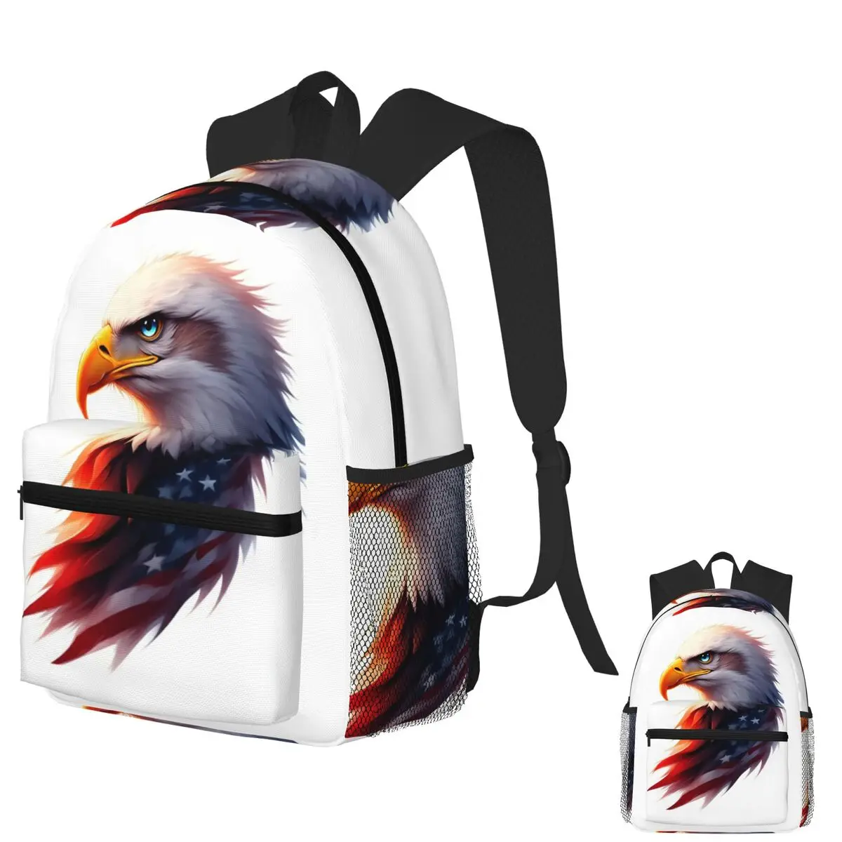 

USA Eagle July 4th Student Backpack School Bag Hiking Travel Daypack for Boys Girls Bookbag Shoulder Bags
