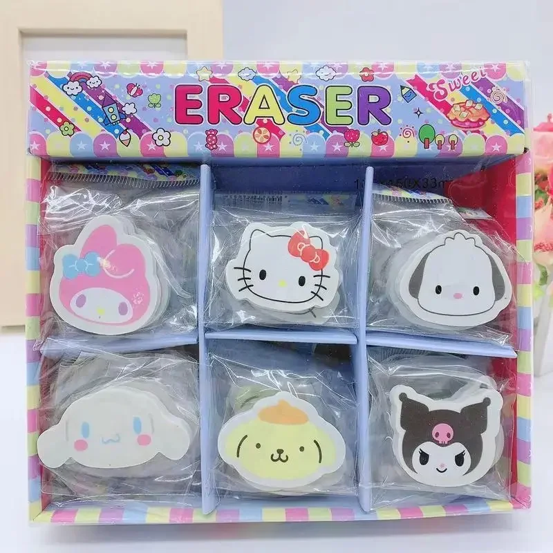 30pcs Sanrio Cartoon Eraser Kuromi Melody Pochacco Styling Primary School Supplies Stationery Prizes Exquisite Gift Wholesale