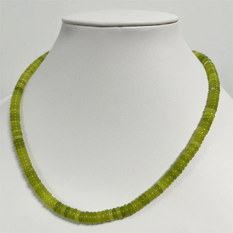 

2*6MM Oval Natural Green Peridot Necklace Strand Choker Women String Collar Handmade Bohemia Collier Femme Jewelry