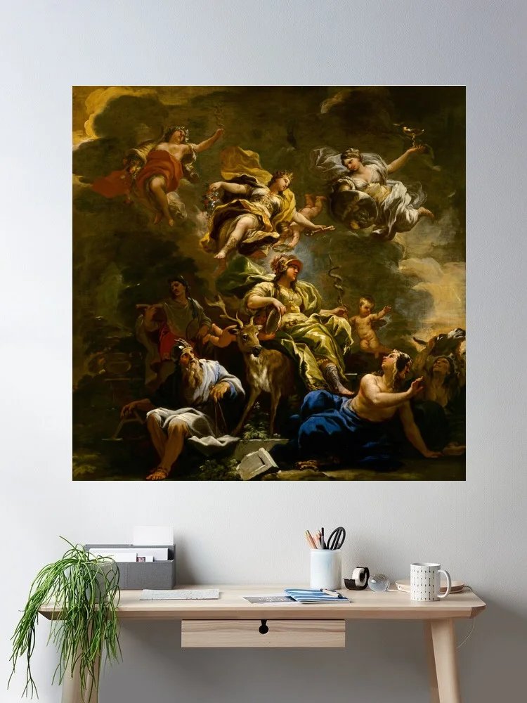 Luca Giordano - Allegory of Prudence Giclee Fine Canvas POSTER, настенная живопись для домашнего декора Luca Giordano - Allegory of Prudence Giclee Fine Canvas POSTER, настенная живопись для домашнего декора