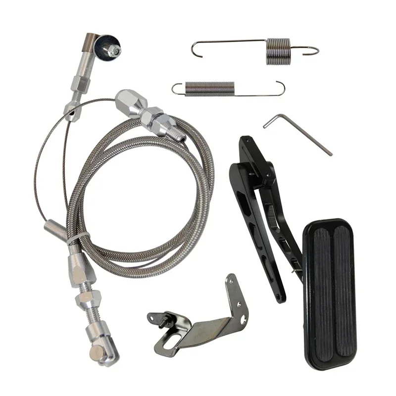 

Billet Gas Aluminum Throttle Pedal+Stainless Steel 24"/36" Throttle Gas Cable &Spring Street Chevy Ford Hot Rod