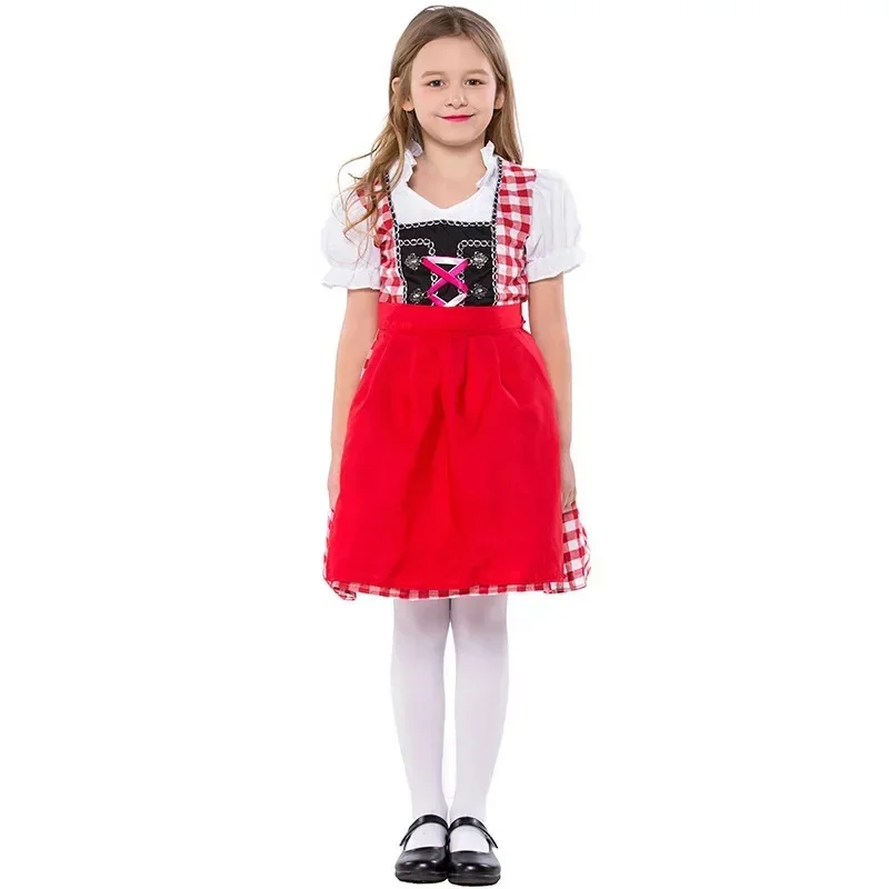 Traje Premium de Oktoberfest de 100-150 cm para mujer, Disfraz de Camarera de Cerveza Alemana, Traje Bávaro Dirndl, Vestido de Cosplay de Heidi
