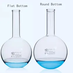 1pcs Lab Glass 50ml/100ml/150ml/250ml/500ml/1000ml/2000ml Round/Flat Bottom Long Neck Flask for Chemistry Experiment