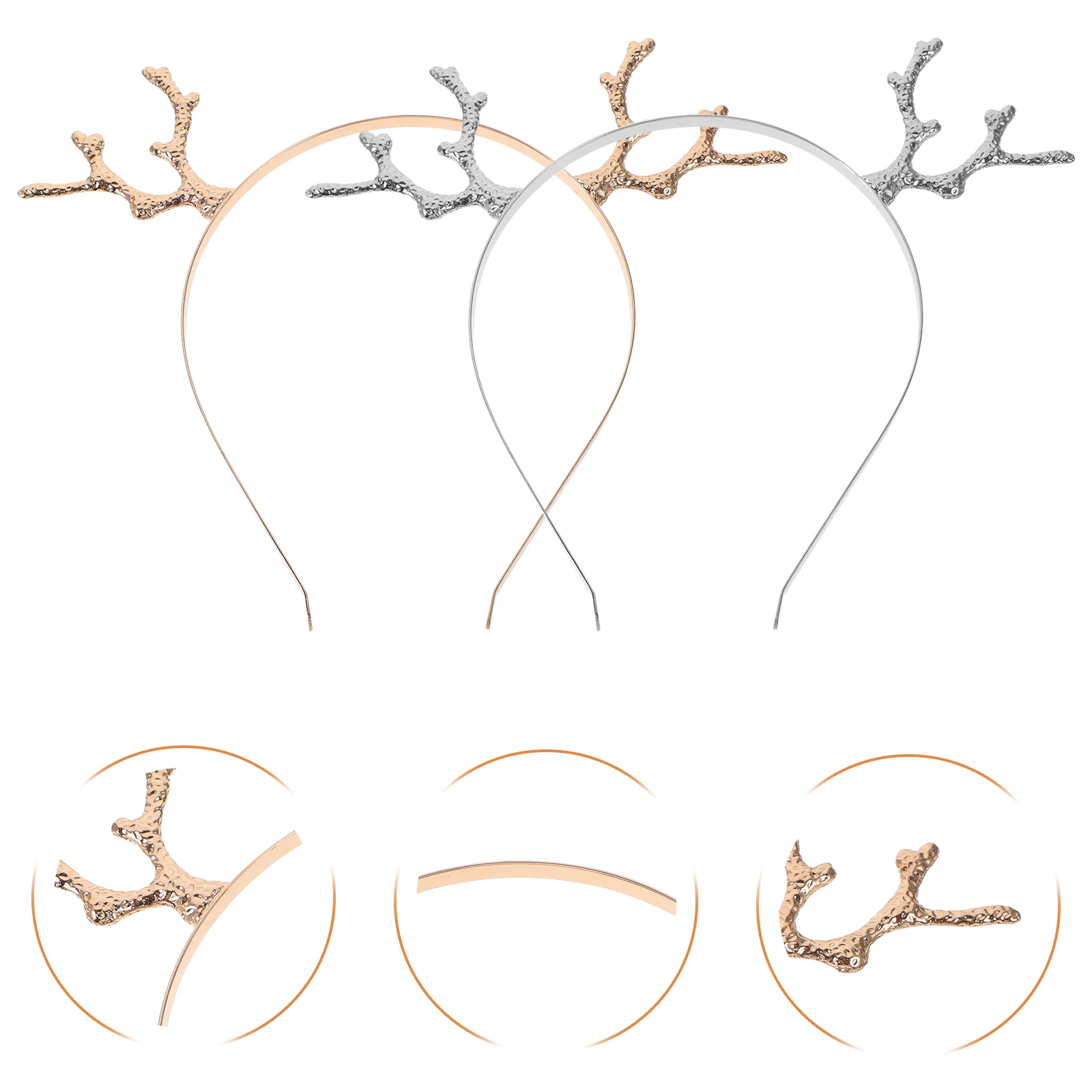 

2 Pcs Alloy Antler Headband Christmas Costume Accessory Hair Hoop Headpiece Adorable Hairhoop Antlers