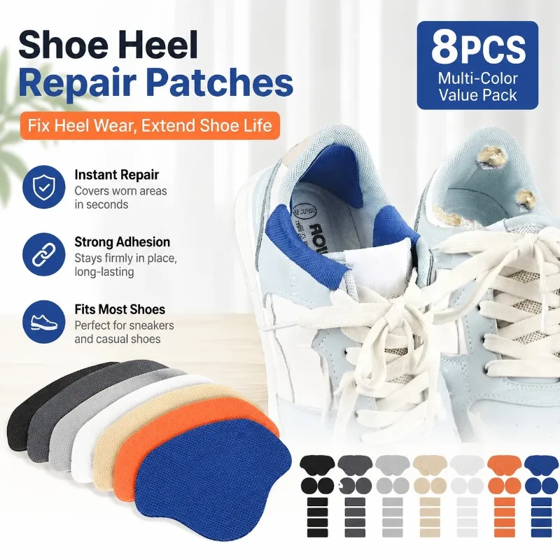 Shoe Heel Repair Patches for Sneakers, Self-Adhesive Lining Sticker for Heel Wear, Damage, Side Repair, Fits Most Shoes