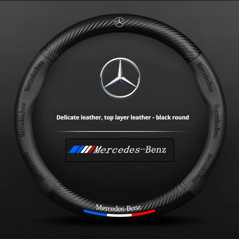 For Mercedes-Benz A B C E S V R-Class C43 CLA GLA GLB GLC GLK SLK SL Vito W203 GLE ML Car Anti-slip Leather Steering Wheel Cover