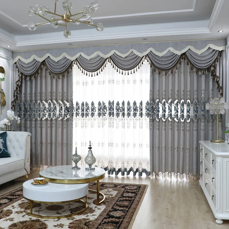 

Custom Size Chenille Jacquard Embroidered Villa Curtains Curtains Bedroom Wedding Decoration Curtain Door Screen Shutter Decor