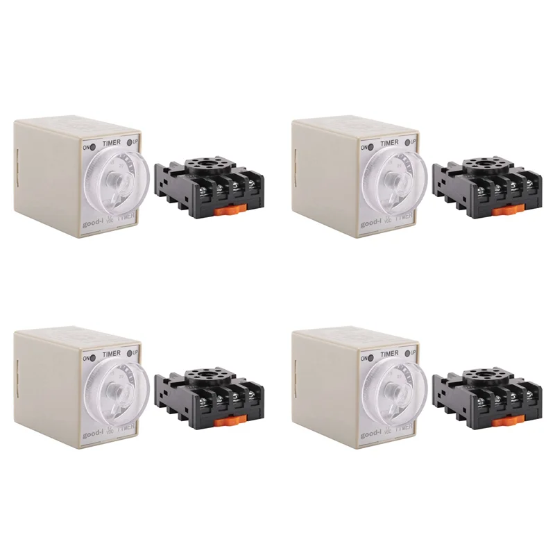 

VOFUN-4X DC 12V 0-30 Seconds 30S Electric Delay Timer Timing Relay DPDT 8P W Base