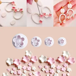 4pcs Mini Flower Polymer Clay Cutter Floral Decoration Plum Spring Press Cutting Mold INS Designer DIY Jewelry Texture Modeling