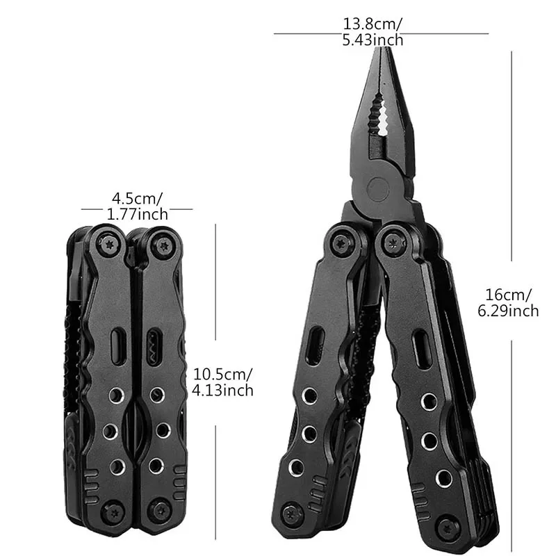 Multifunction Knife Pliers Stainless Steel Black Tool Pliers Outdoor Folding Portable Multi-purpose Needle Nose Pliers Hand Tool