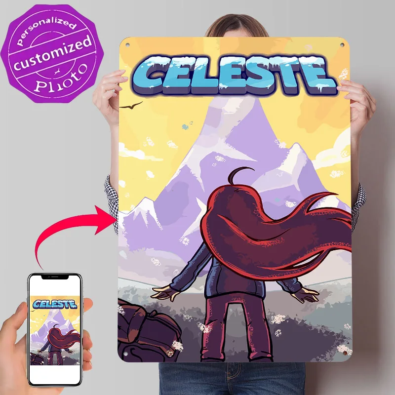 Póster Metálico con Textura 3D del Arte de la Cubierta del Juego Celeste, Letrero de Metal Personalizado para Decoración de Cuarto de Juegos, Regalo para Cuarto de Hombre, Decoración de Casa Acogedora