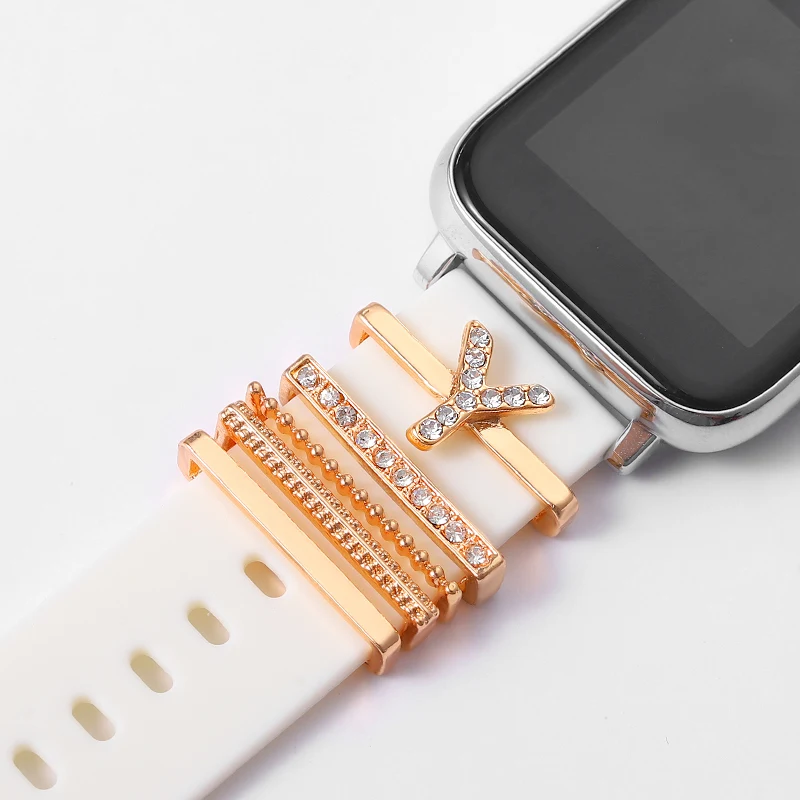 Set di ciondoli per lettere per Iwatch accessori per gioielli decorativi in Silicone fascino per unghie per Set di ciondoli per anelli di ornamento per cinturini Apple