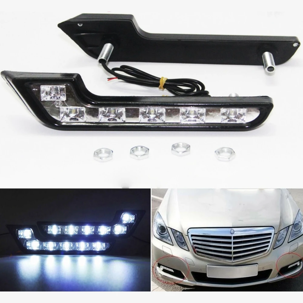 2PCS 12V L Shape Driving Lamp Daytime Running Fog Light Durable Waterproof Car LED Lamp 6LED DRL Strip Lights for UTV Auto Truck