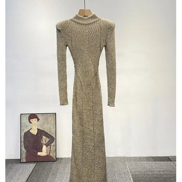 Ele ouro malha gola alta camada base dr oco design longo sve feminino dr versão premium europeu sle