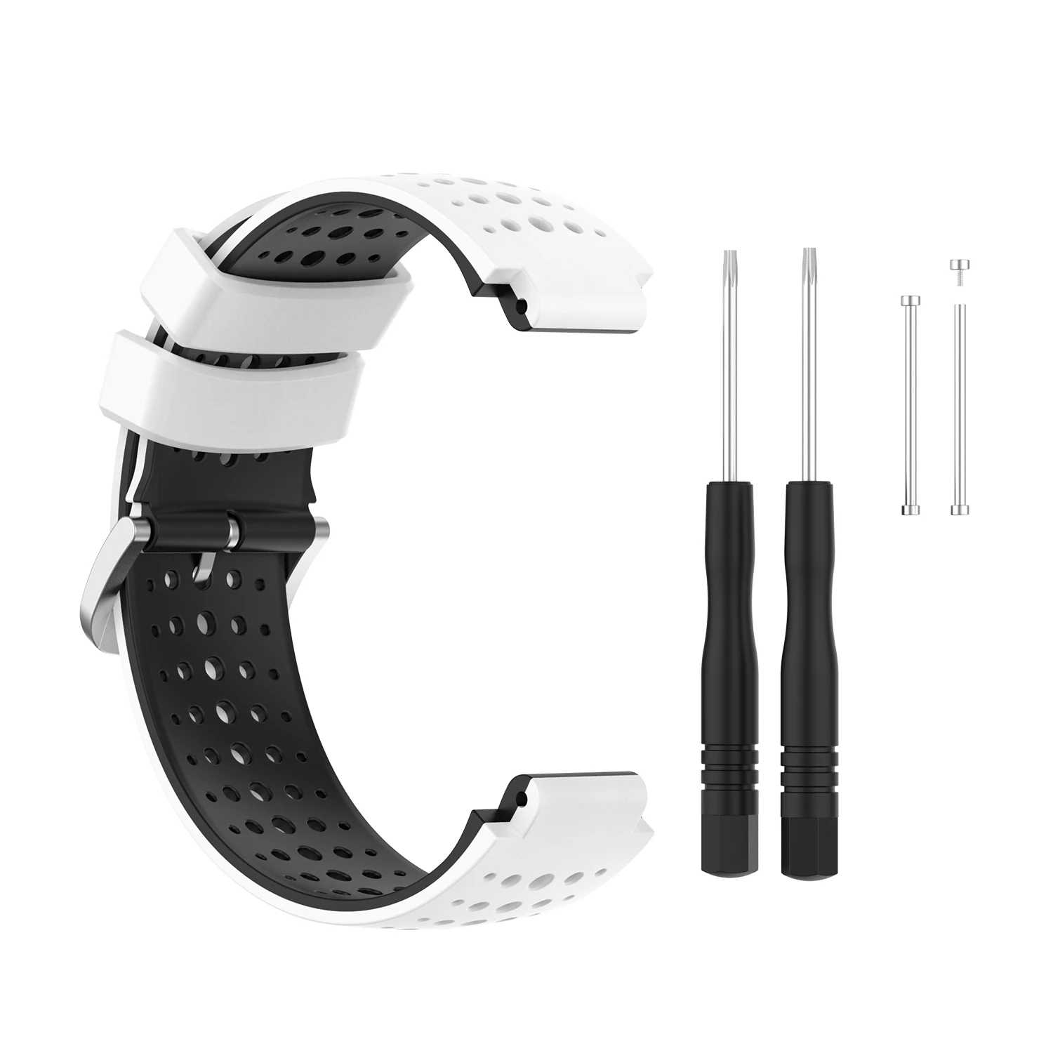 Silicone Watch Band Strap for Garmins Forerunner 220 230 235 620 630 735 Wristband with Repair Tool Black+White