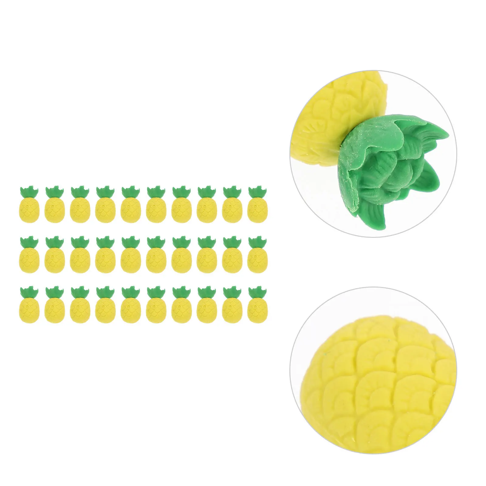 30Pcs Pineapple Modeling Erasers Simulated Fruit Shape Adorable Kids Erasers Fine Craftsmanship School Students Stationery