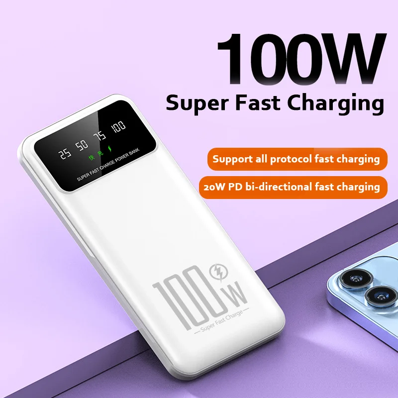 

Внешний аккумулятор большой емкости на 10000 мА · ч, 100 Вт, для iPhone 15 14 13 Pro Max Samsung