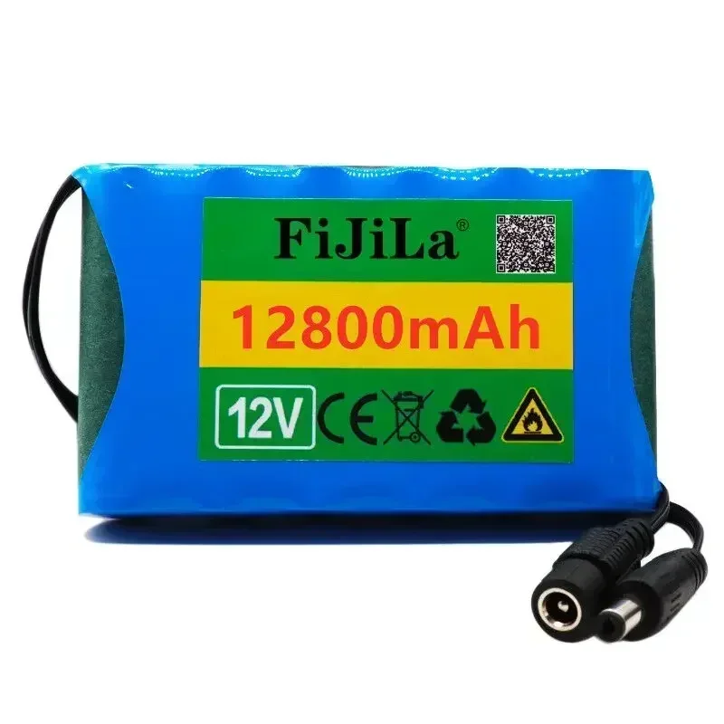 12V battery pack 12.8Ah 18650 Rechargeable Lithium Ion battery pack capacity DC 12V 12800mAh CCTV Cam  Monitor+charger