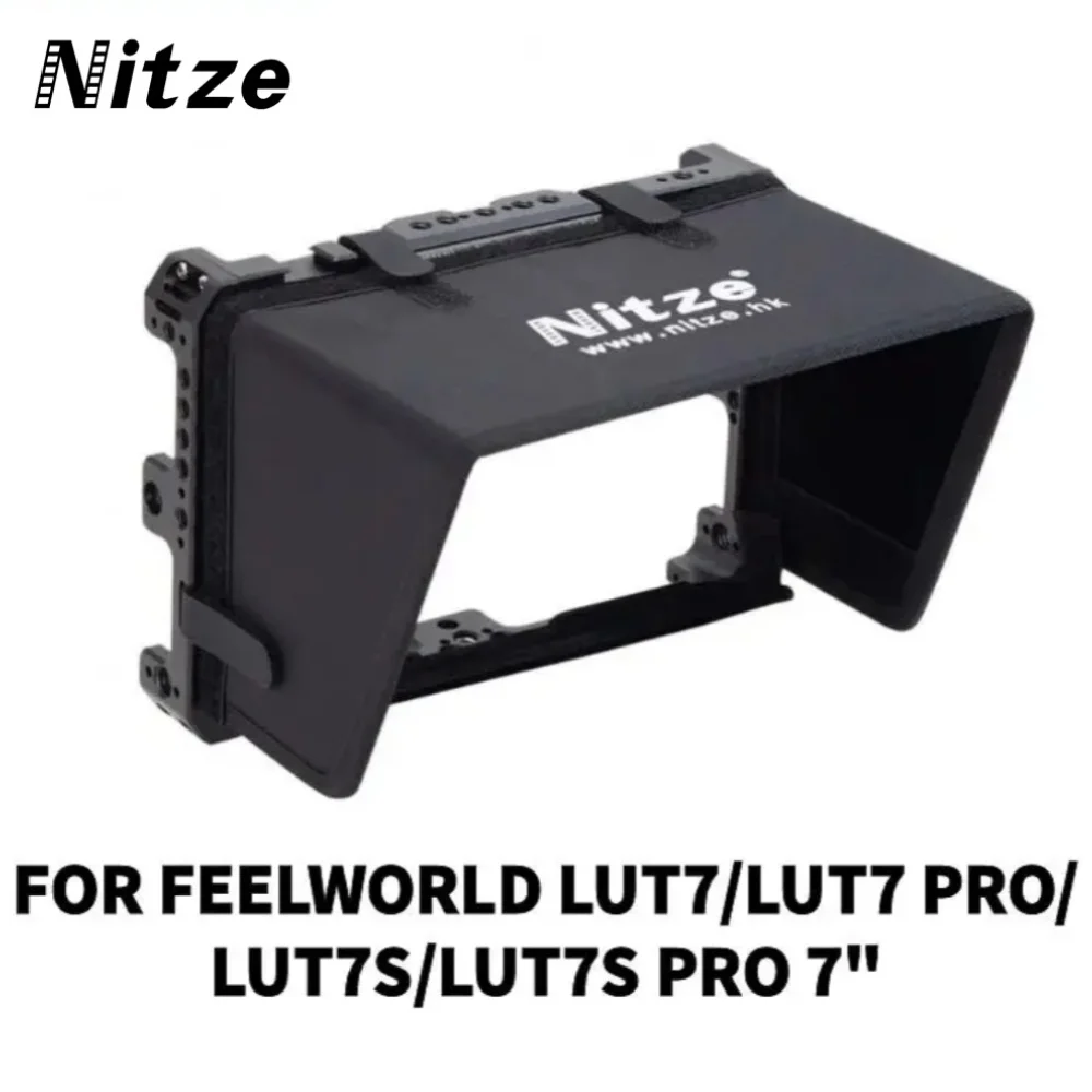 NITZE 7in LUT Monitor Cage with Sunhood Cable Clamp FOR FEELWORLD LUT7/LUT7 PRO/LUT7S/LUT7S PRO 7