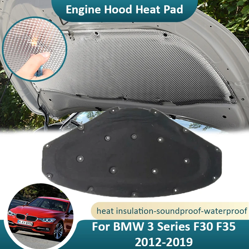 For BMW 3 Series F30 F35 2012~2019 Front Hood Engine Sound Pad Cotton Mat Thermal Insulation Fireproof Soundproof Accessories