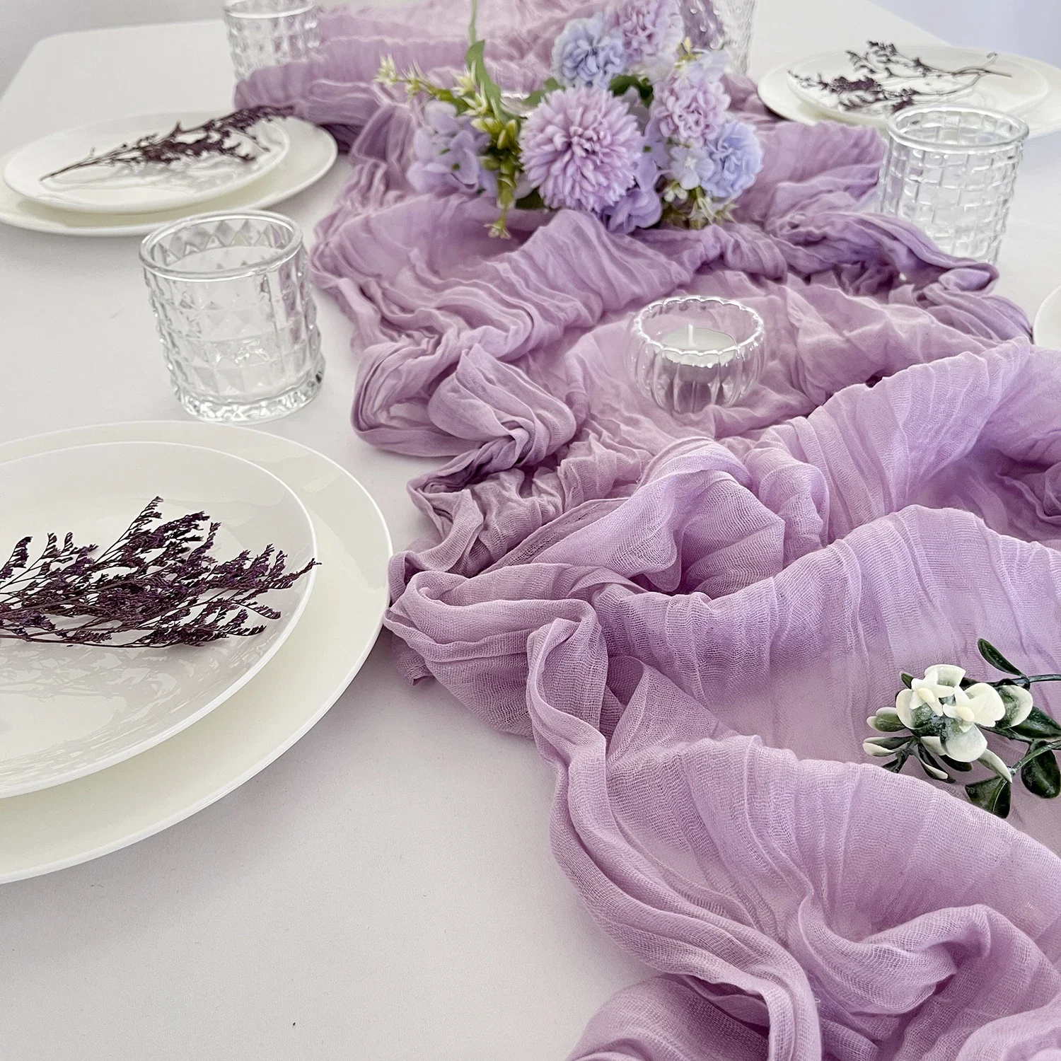 10 PCS 40x275cm Purple Wedding Chair Decoration Gauze Chair Cheesecloth Sashes Bow Cover for Reception Party