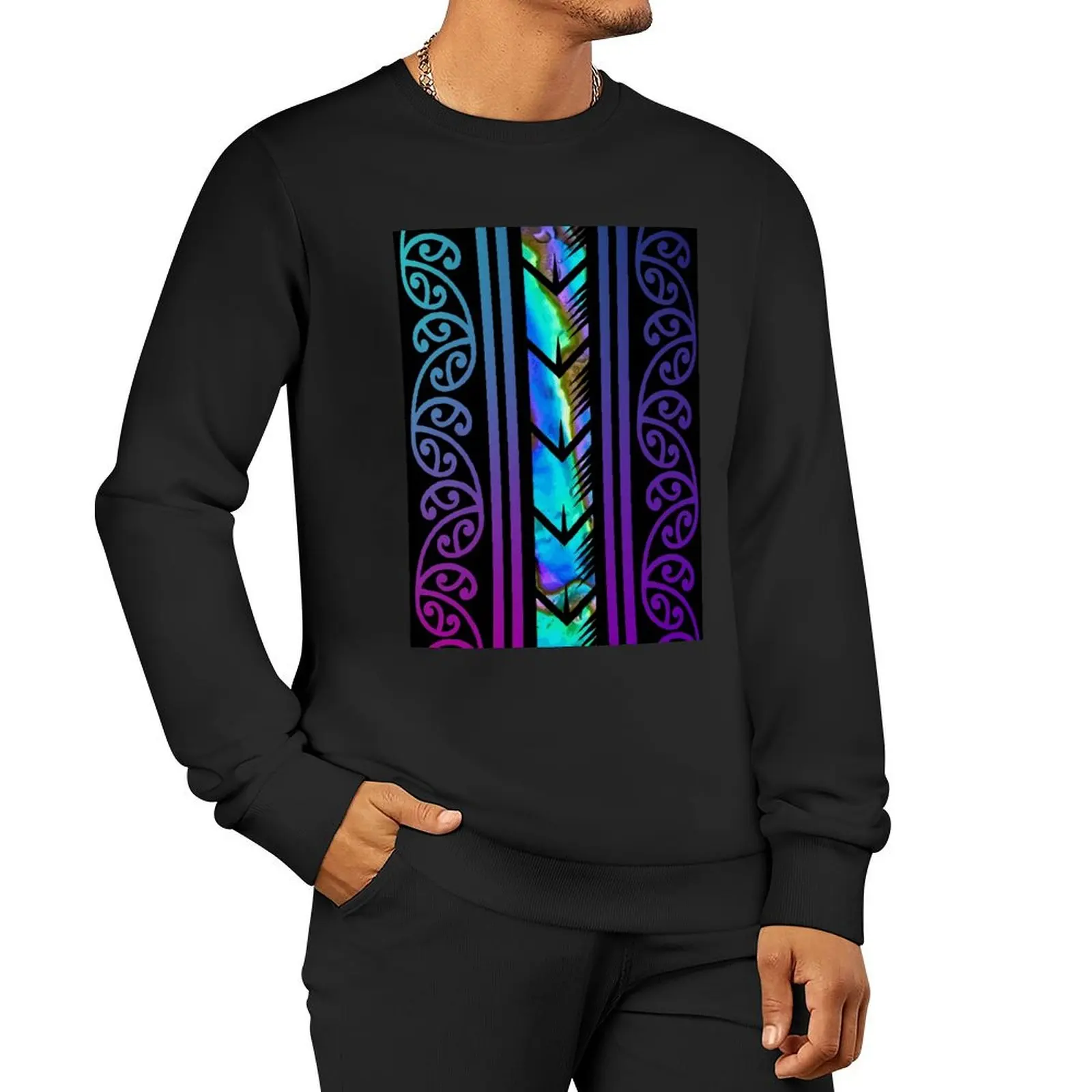 

Purple Māori Design with Inlayed Paua Shell // New Zealand Pullover Hoodie anime clothes men clothes oversize sweatshirts