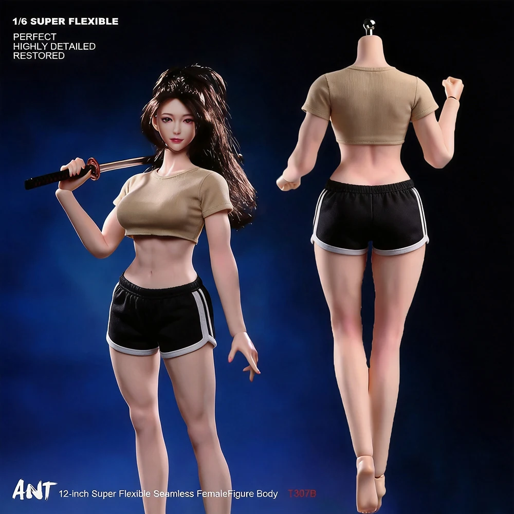 

ANT T307 1/6 Scale Big Breasts Muscular Athletic Slender Waist Female Body with Makeup 12'' Soldier Flexible Action Figure Toys