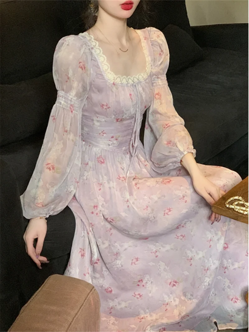 فستان ميدي نسائي جديد صيف 2023 فساتين كلاسيكية جديدة مكشكشة فرنسي رداء سهرة أنيق فساتين نسائية أنيقة