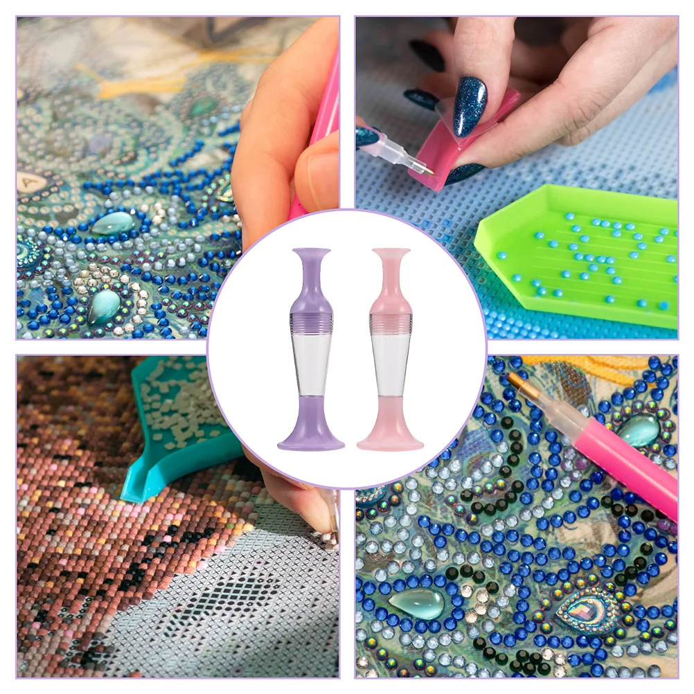 2 個ポイントドリルペン植木鉢形状ペイントツールラインストーンネイルアート工芸品 DIY 刺繍正確な配置クリスタル