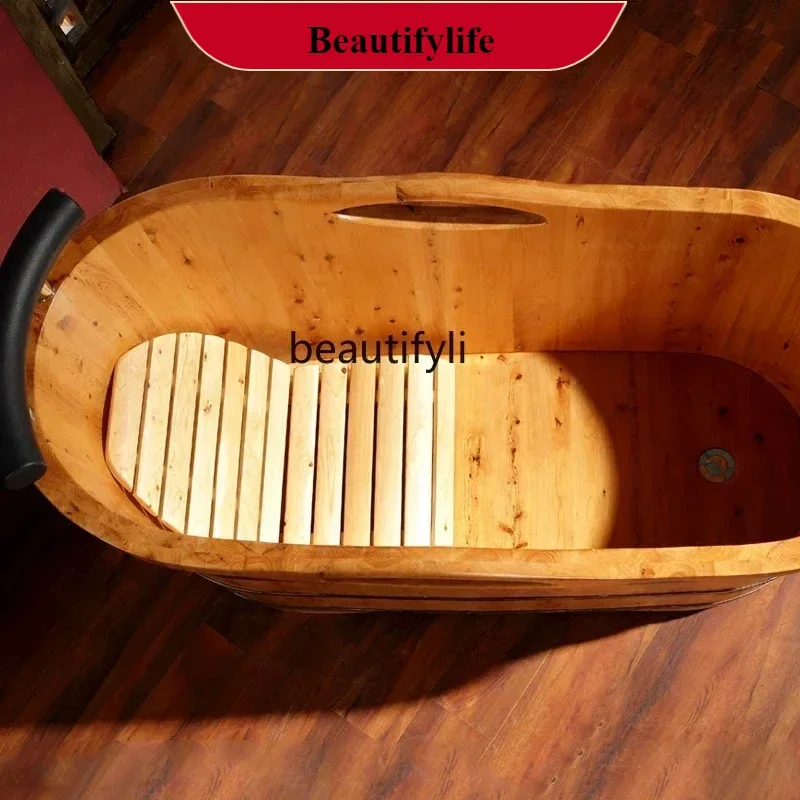 

F18 Cedar Bath Barrel Wooden Bathtub Bathtub Bath Barrel Solid Wood Quality Insulation 05