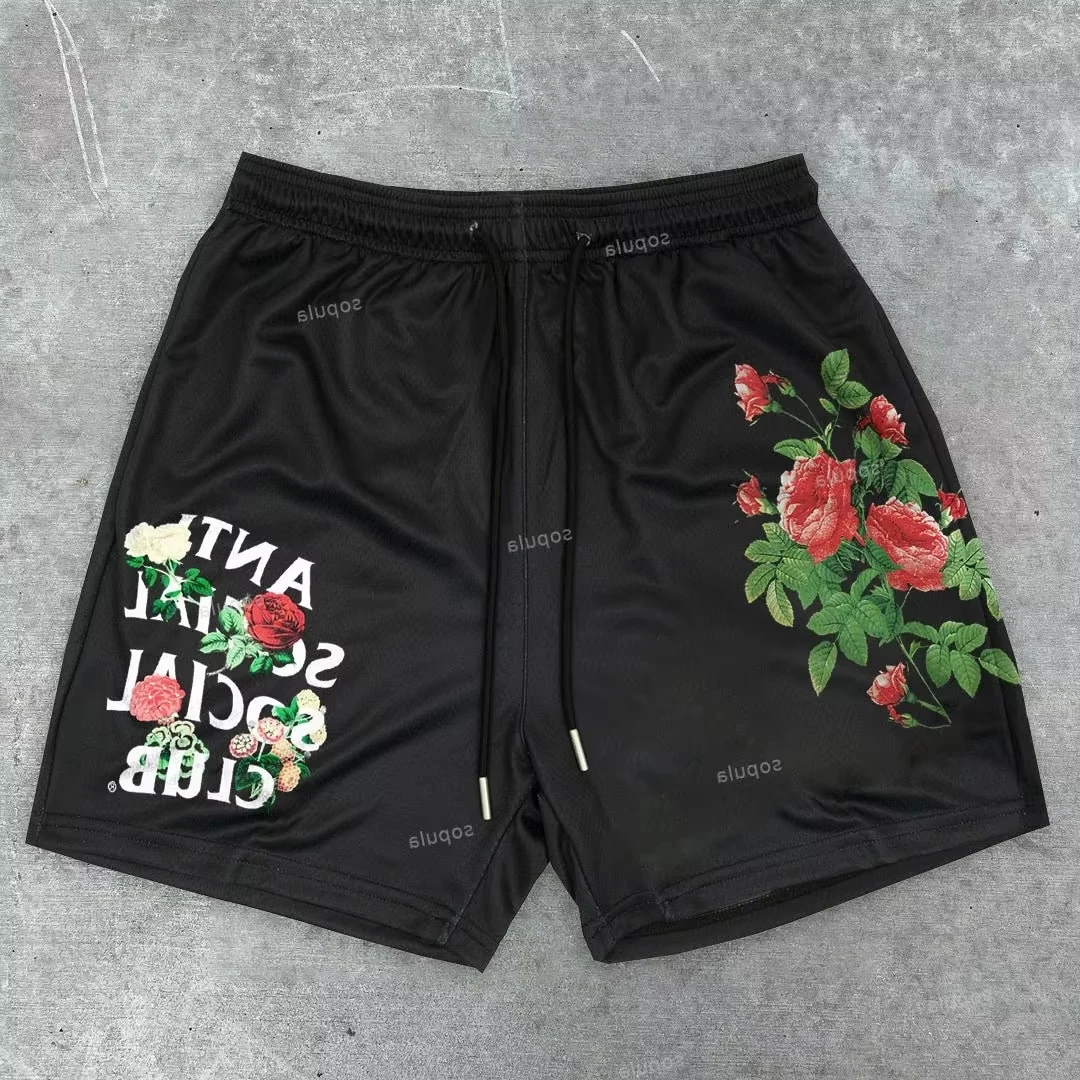 

Уличные шорты с узором красной розы и принтом Tide, спортивные тренировочные дышащие модные шорты, уличная одежда, мужские модные повседневные шорты, мото