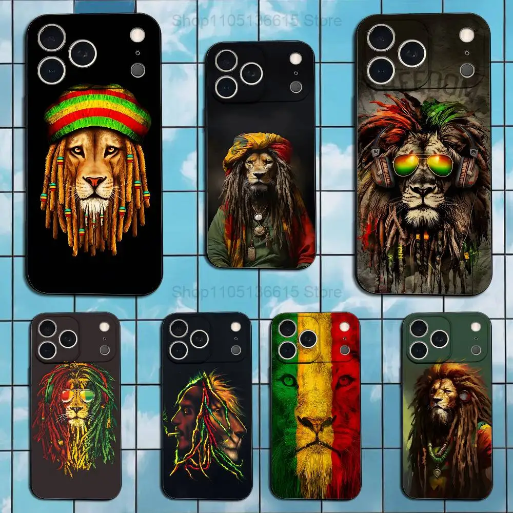 

R-Rasta L-Lions B-BOB Phone Case For iPhone 17,16,15,14,13,12,11 Air,Plus,Pro Max,XS,X,XR,SE,Mini,8,7,Soft Silicone Black Cover