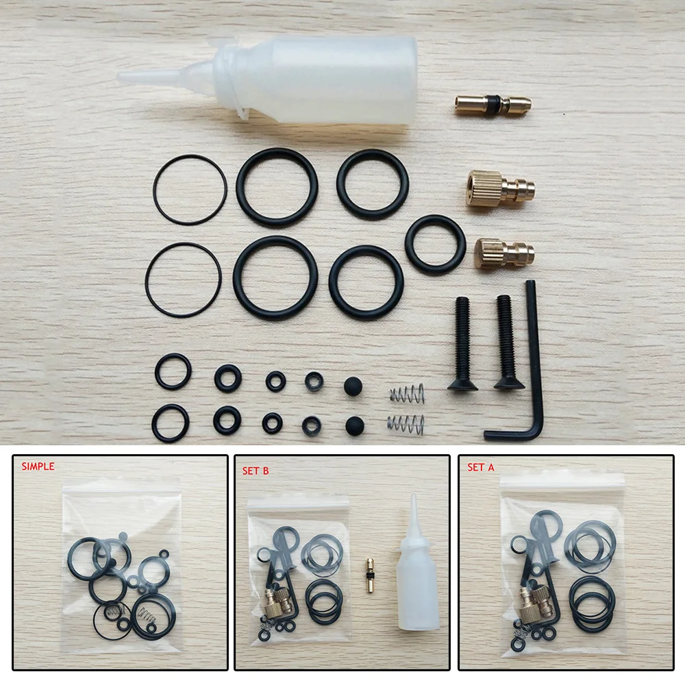 O-Rings Inflator Repair Set com Plug, Parafuso Acessórios, Brand New, Alta Qualidade, NBR, Peças de Cobre, Cabeça do Pistão, 1 Set