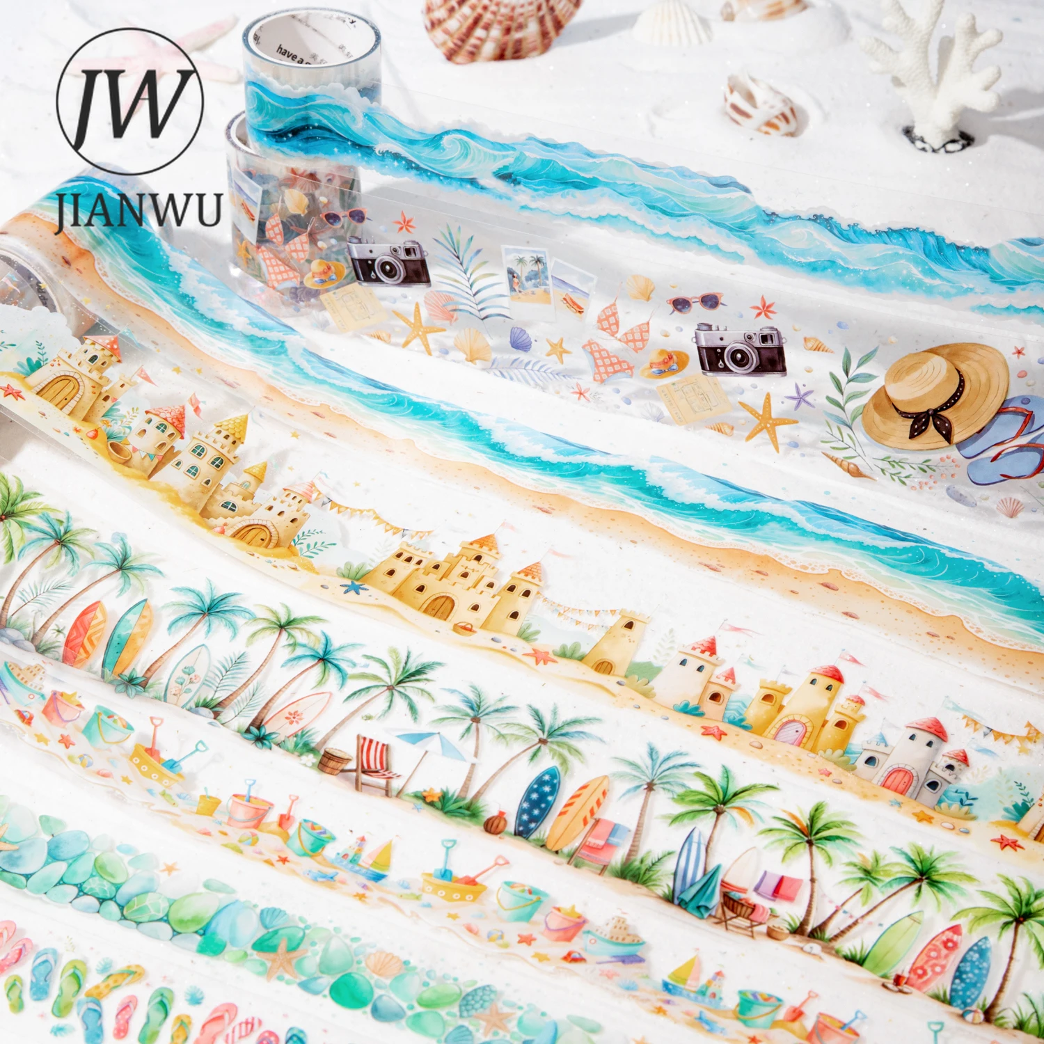 

JIANWU30/50 мм * 200 см, серия «Морской лето», милый морской пейзаж, материал, коллаж, ПЭТ-лента, креативный журнал «сделай сам», канцелярские принадлежности
