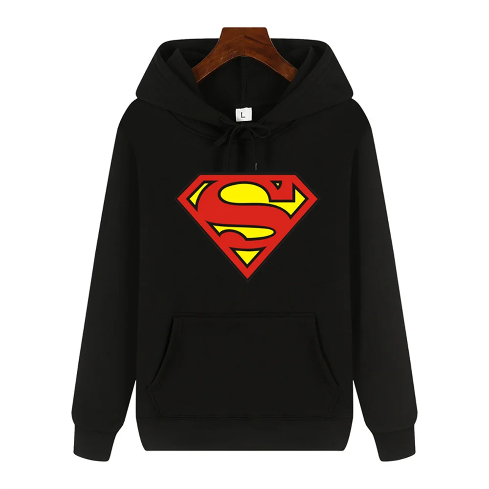 Einfacher Superman-Logo-Druck Herbst-und Winter komfort weicher, verdickter, hochwertiger, lässiger, warmer Straßen-Hoodie für Herren