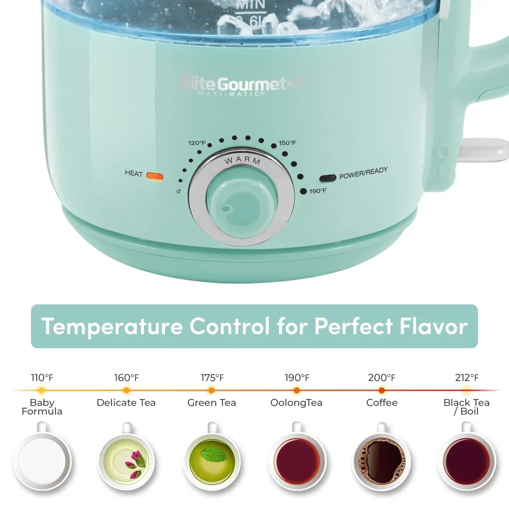 1.2L Adjustable Temperature Electric Honeypot Glass Kettle with Keep Warm, Mint Samovar