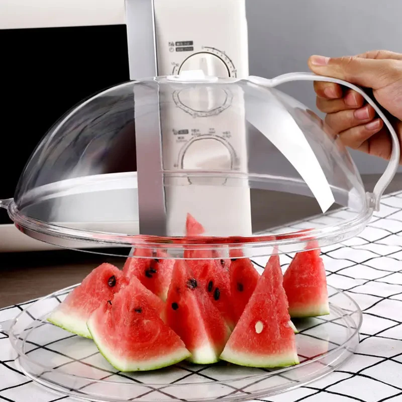Thickened Transparent Microwave Splatter Cover with Handle, Anti-Splash Food Guard Lid for Plates Heating