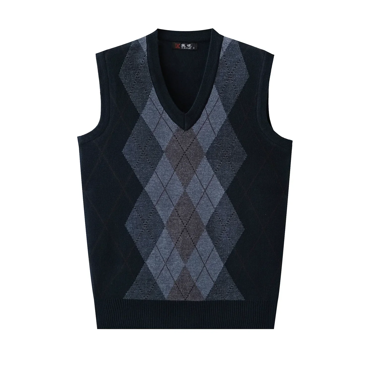 Suéteres de punto negro Argyle para hombre, chaleco a cuadros sin mangas, ropa marrón, chaleco con cuello en V, réplica de alta calidad, pedido