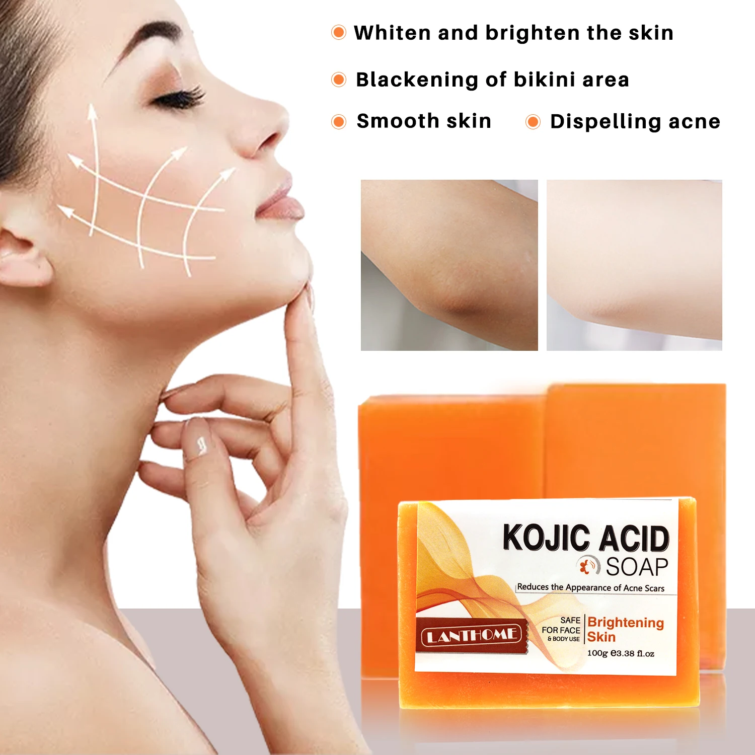 Kojic Acid Skin Care Set Cleanser Handmade Soap Remove Dark Spots Whitening Anti Aging Remove Acne BodyCare Glow Recipe Original