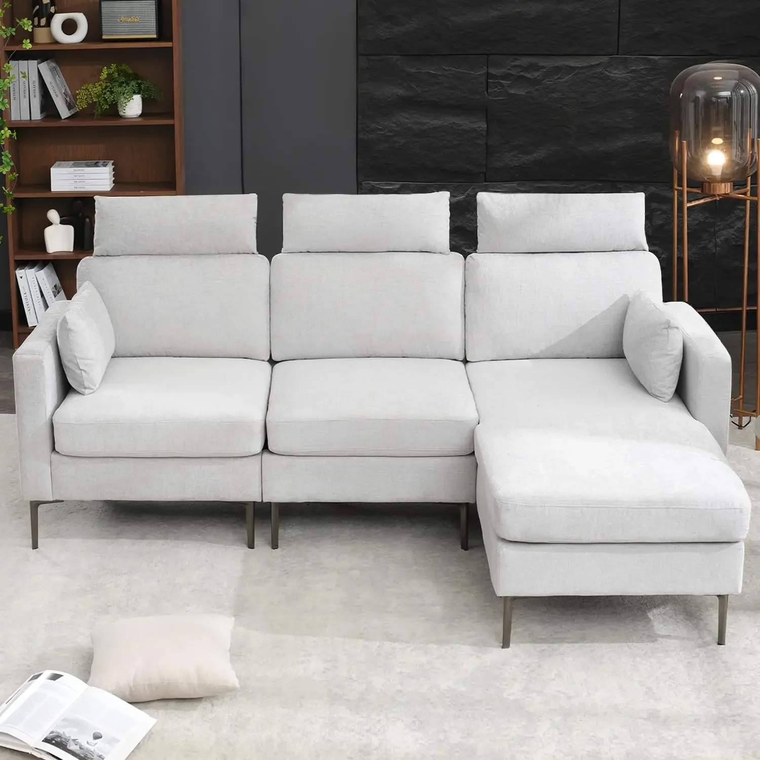 

90.6'' Oversized Convertible Sectional Couches for Living Room, 3 Seat Large Modular Sectional Sofa, High Back Modern L Shaped