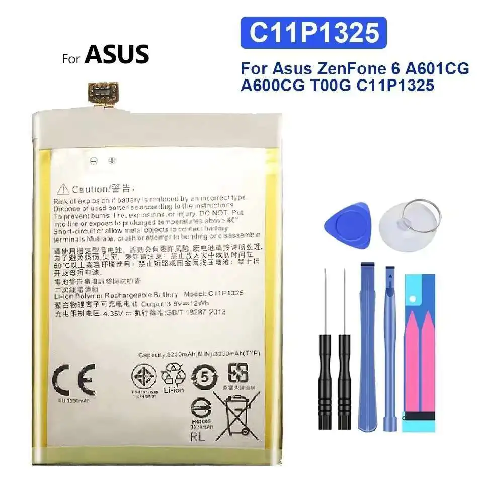 

Легкий аккумулятор мобильного телефона для Asus Zenfone 6 Zenfone6 A601CG A600CG T00G 3330 мАч Safe C11P1325