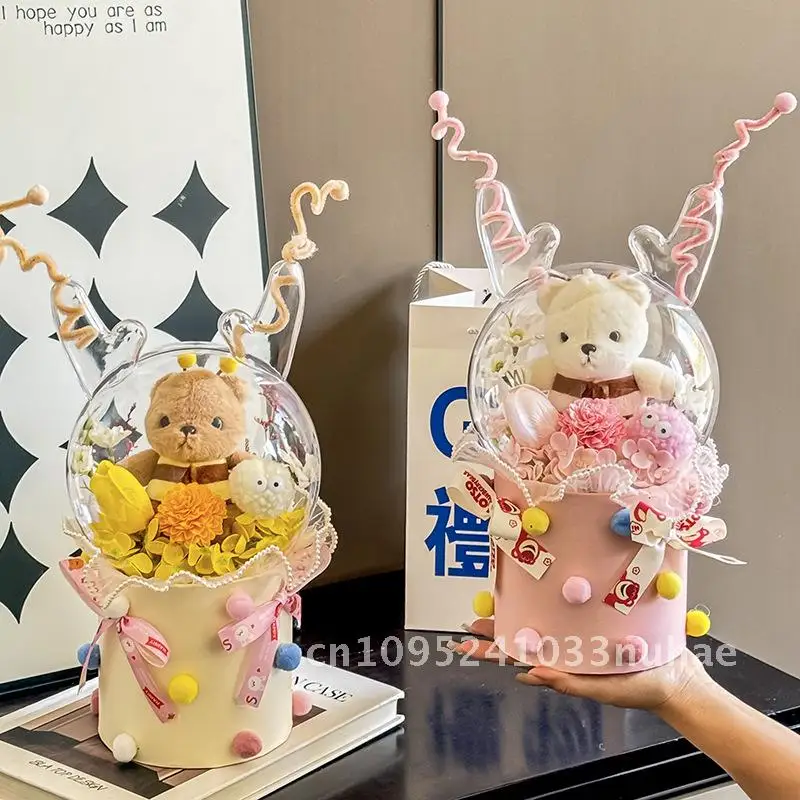 Кролик медведь акриловый волнистый шар прозрачный шар креативный подарочный букет