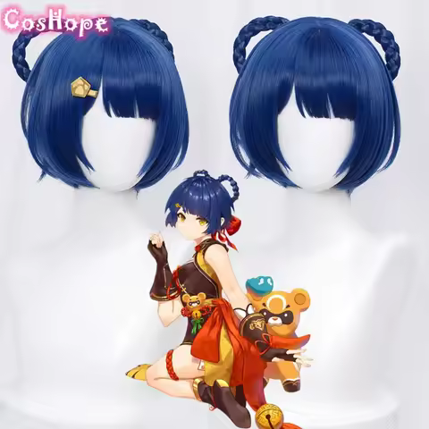 Xiangling Cosplay Wig 30cm Short Dark Blue Wig Cosplay Anime Cosplay Wigs Heat Resistant Synthetic Wigs